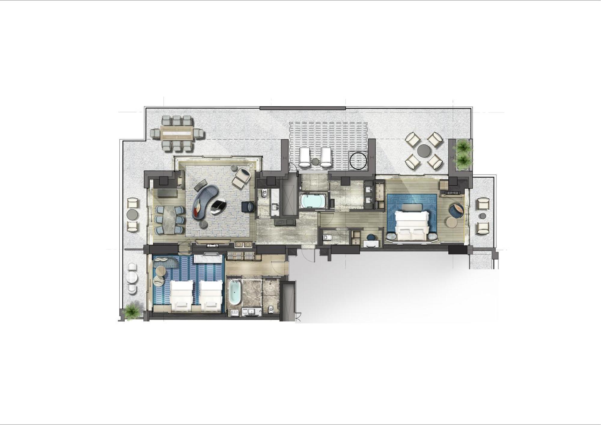 City Of Dreams Mediterranean - Integrated Resort, Casino & Entertainment Limassol Ruang foto Floorplan of a typical apartment