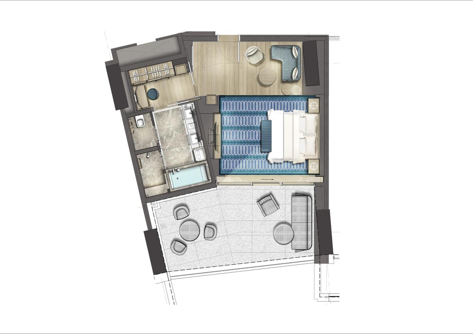 City Of Dreams Mediterranean - Integrated Resort, Casino & Entertainment Limassol Ruang foto Floorplan of a typical apartment